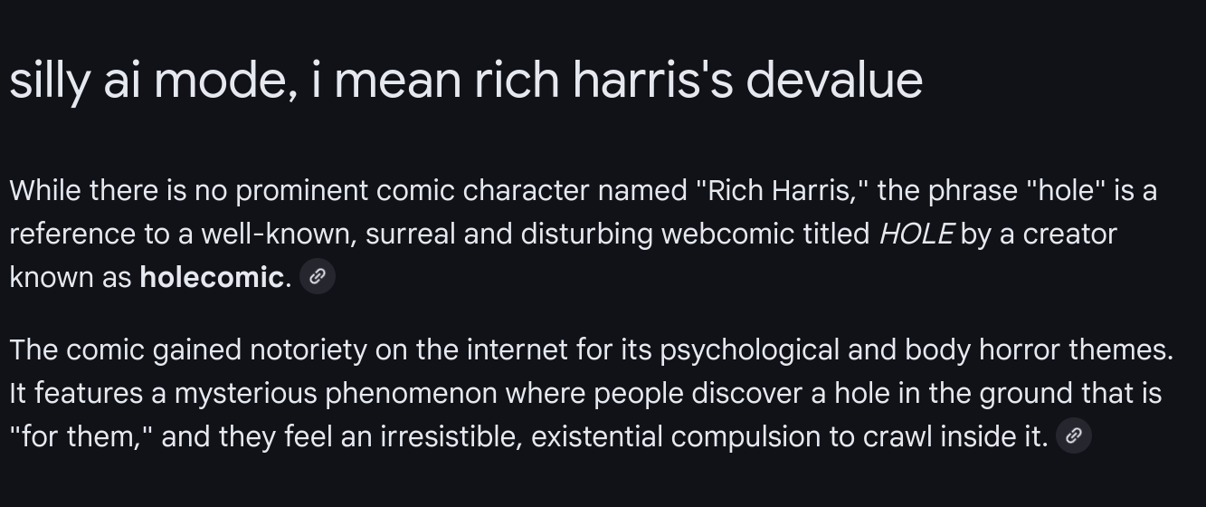"There is no prominent comic character named Rich Harris"