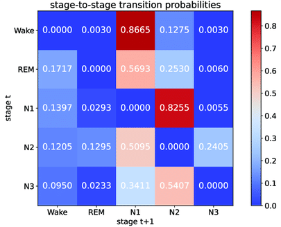 A transition probability matrix